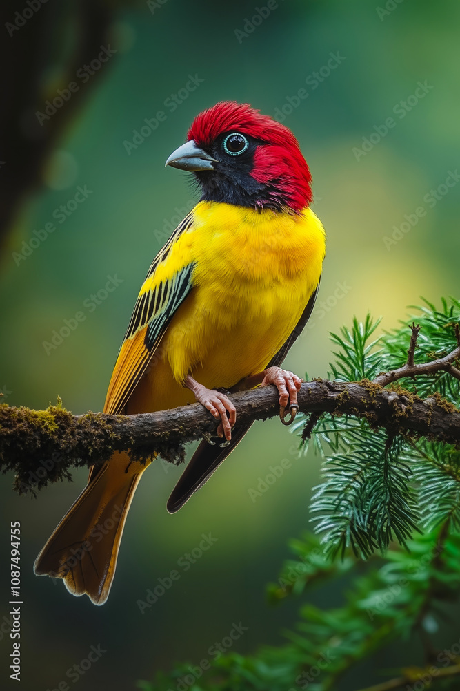 Obraz premium A colorful bird sitting on a branch of a tree