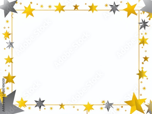 Decorative border featuring golden and silver stars suitable for celebrations, invitations, or event announcements