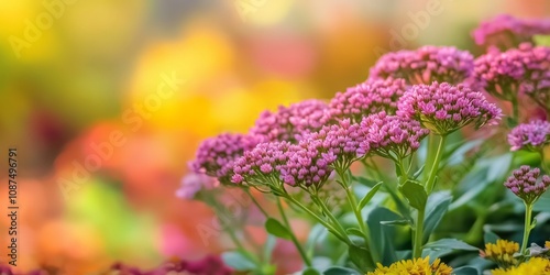 Sedum flowers vibrant bloom enhances the beauty of the garden. The stunning sedum flowers create a colorful display in the garden, showcasing nature s elegance through the sedum flowers. photo