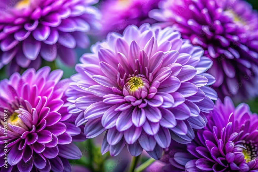 Macro View of Stunning Purple Flowers with Intricate Petals for Nature Lovers and Botanic Enthusiasts
