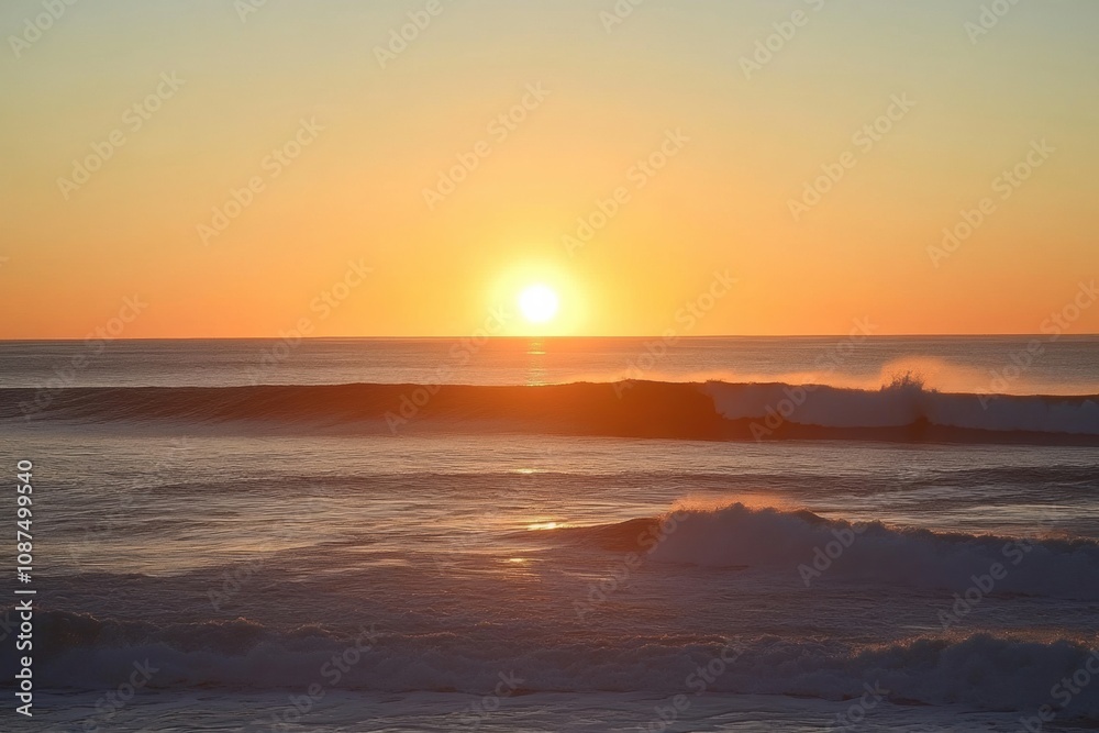 The sun sets on the horizon, casting golden light over the gentle waves of the ocean, creating a serene atmosphere. Generative AI The sun sets on the horizon, casting golden light over the gentle waves of the ocean, creating a serene atmosphere. Generative AI