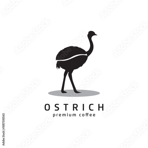 ostrich coffee logo with black and white style
