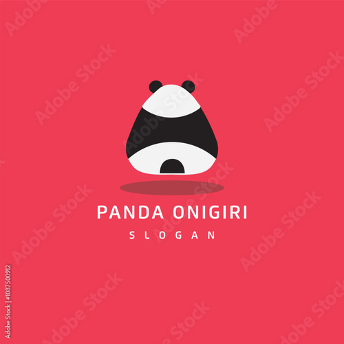 panda shaped onigiri logo with a combination styles
