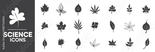 Leaves Icons Set, Containing All Leaves Icons Outlines, Vector Illustration Collection Editable eps10
