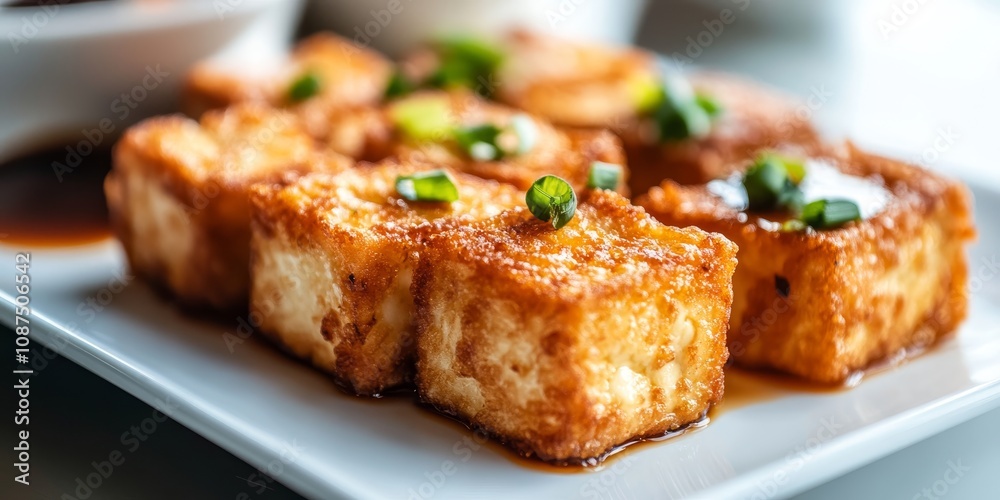 Delicious fried tofu served on a white plate, showcasing the crispy texture and appealing presentation of fried tofu. Perfect for food lovers seeking fried tofu inspiration. Delicious fried tofu served on a white plate, showcasing the crispy texture and appealing presentation of fried tofu. Perfect for food lovers seeking fried tofu inspiration.