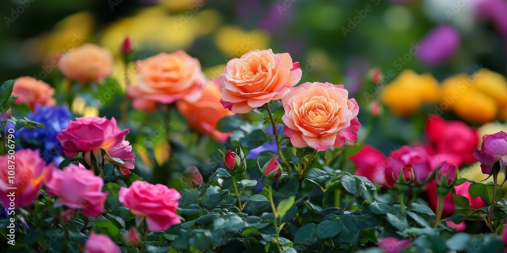 Vibrant roses and various other flowers beautifully bloom in a lush garden, creating a stunning display of colors and scents that enhance the garden s natural charm and appeal. Vibrant roses and various other flowers beautifully bloom in a lush garden, creating a stunning display of colors and scents that enhance the garden s natural charm and appeal.