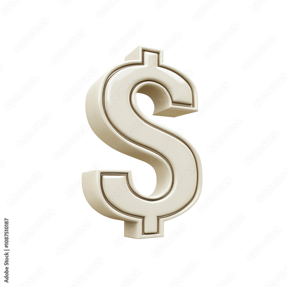 3D Render of a Cream-Colored Dollar Sign with Brown Outline 3D Render of a Cream-Colored Dollar Sign with Brown Outline