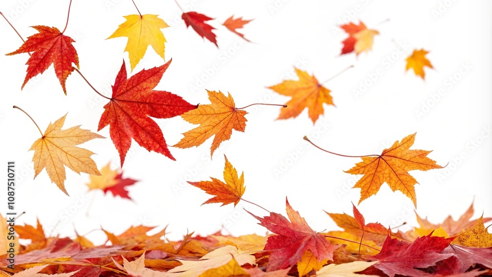 Isolated autumn leaves falling on a transparent surface. Isolated autumn leaves falling on a transparent surface.