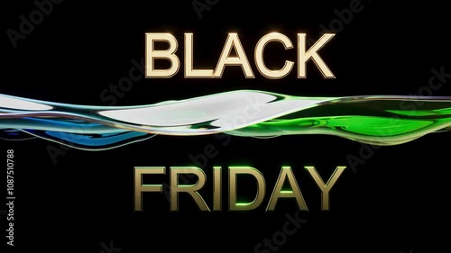 gold text black friday rainbow color wave