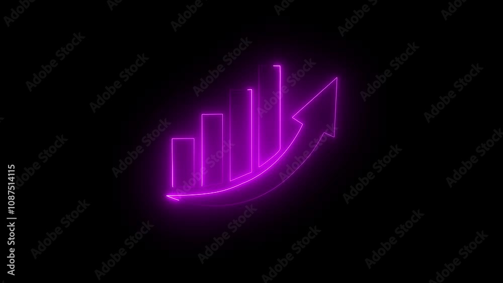 Neon business graph monthly chart of business profit and loss by bright neon lines. Animation video by bright neon lines from bottom to top graph. business growth and start up business concept. Neon business graph monthly chart of business profit and loss by bright neon lines. Animation video by bright neon lines from bottom to top graph. business growth and start up business concept.