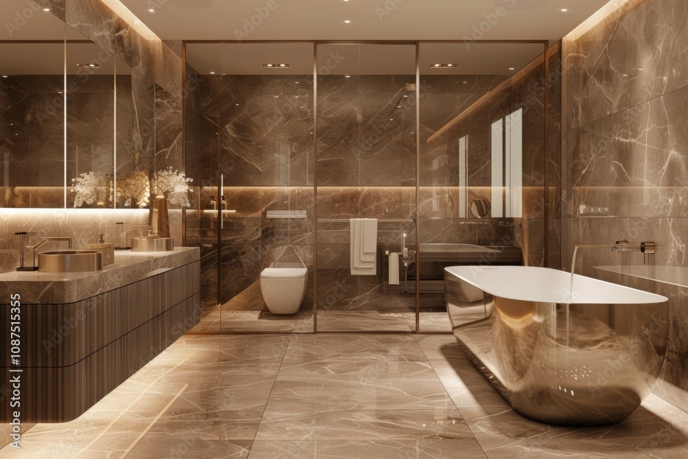Fototapeta premium Commercial bathroom with elegant highlighting