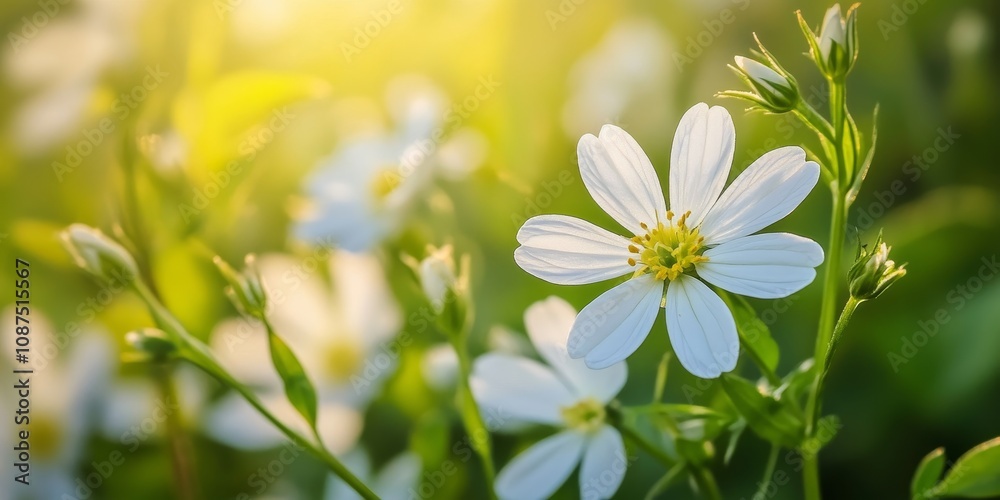 Summer bloom of the white Greater Stitchwort flower showcasing its delicate petals and vibrant appearance, highlighting the beauty of this unique Greater Stitchwort flower in nature. Summer bloom of the white Greater Stitchwort flower showcasing its delicate petals and vibrant appearance, highlighting the beauty of this unique Greater Stitchwort flower in nature.