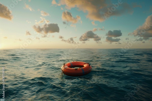 Safety equipment life buyo rescue floating on water photo