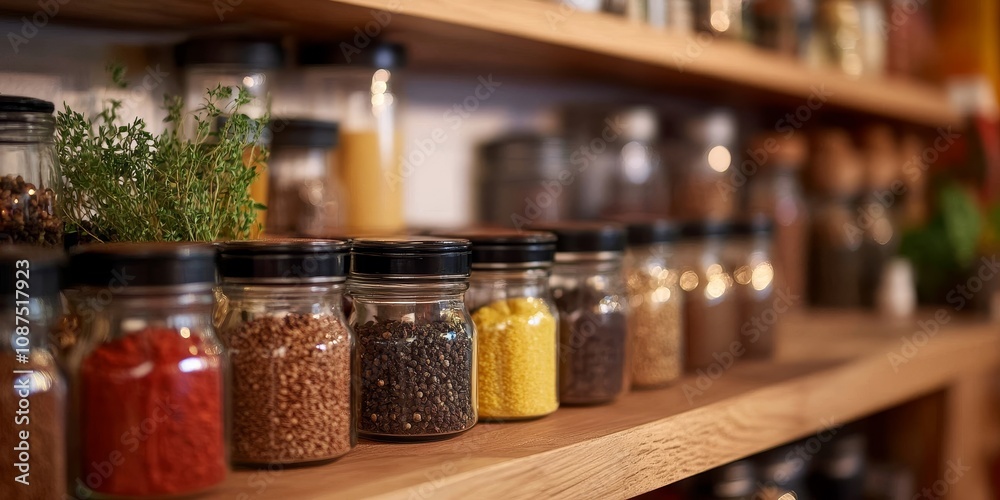 spices decorating the kitchen interior create an inviting atmosphere, enhancing culinary experiences with vibrant colors and rich aromas that spices bring to any cooking space. spices decorating the kitchen interior create an inviting atmosphere, enhancing culinary experiences with vibrant colors and rich aromas that spices bring to any cooking space.