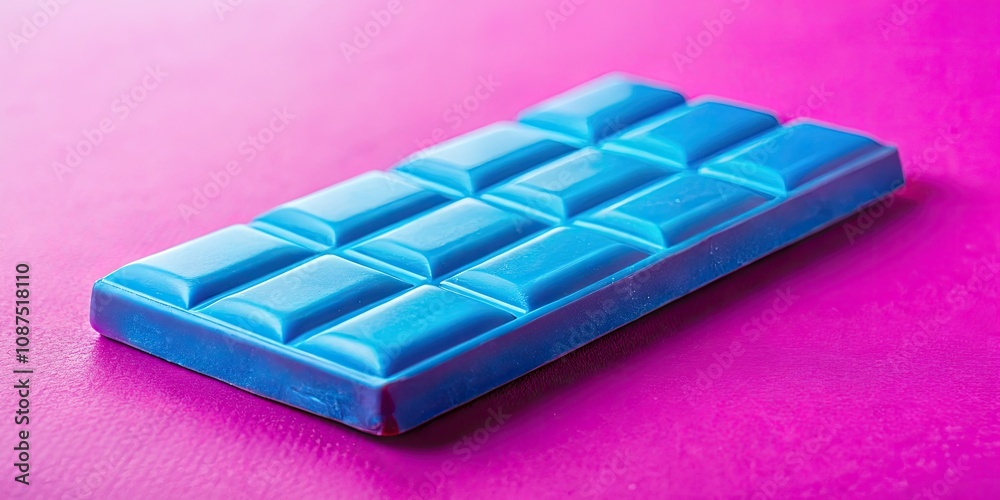 Blue Candy Bar on Pink Background - Sweet Treats Macro Photography Blue Candy Bar on Pink Background - Sweet Treats Macro Photography