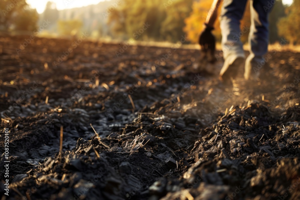 Farmer spreads biochar on crops Farmer spreads biochar on crops