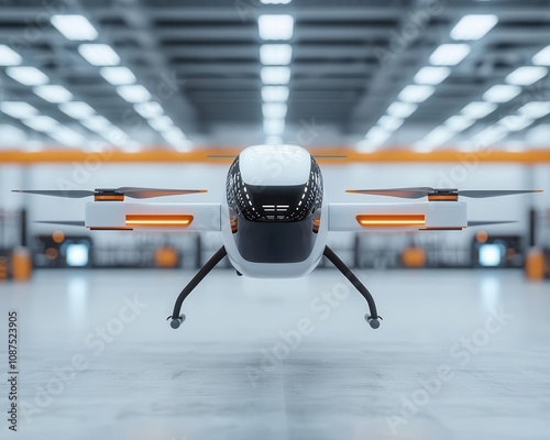 Advanced laboratory with engineers testing a vertical takeoff and landing VTOL aircraft photo