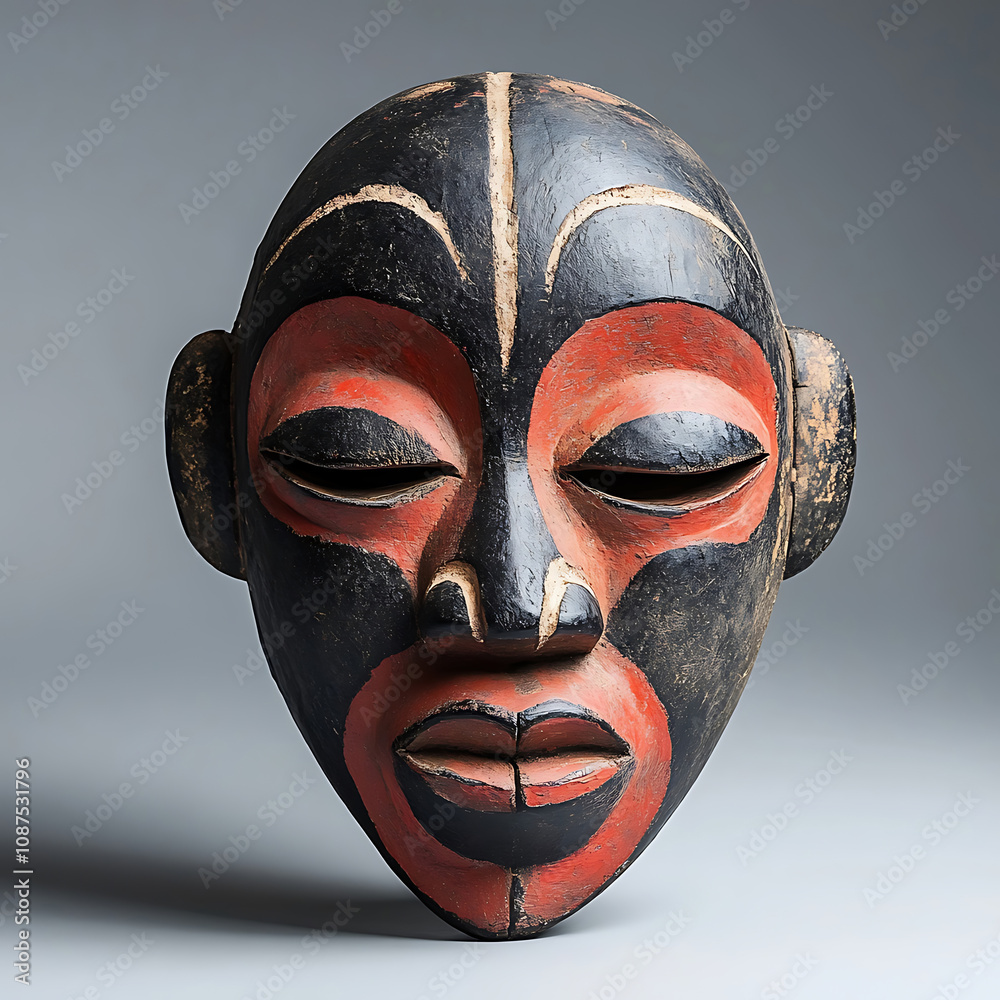 Traditional African Mask with Vibrant Patterns Traditional African Mask with Vibrant Patterns