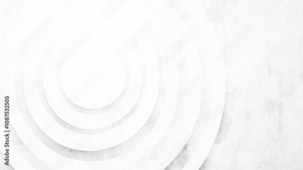Abstract soft background, White abstract background with white circle rings in faded distressed vintage grunge texture design, old geometric pattern paper in modern art design. 