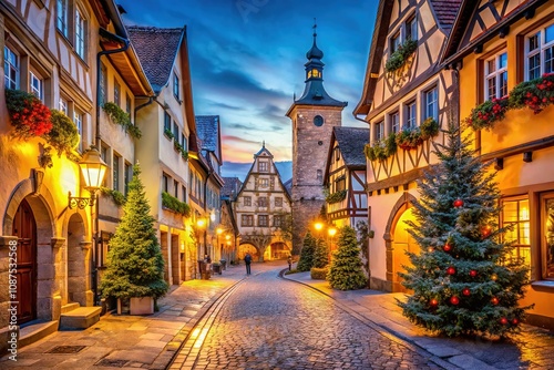 Christmas Rothenburg Medieval Street View Markus Tower