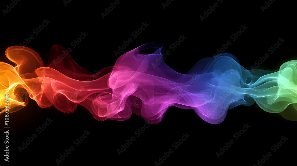 Swirling clouds of multicolored smoke in a gradient of rainbow hues. Rainbow Smoke Clouds. Illustration