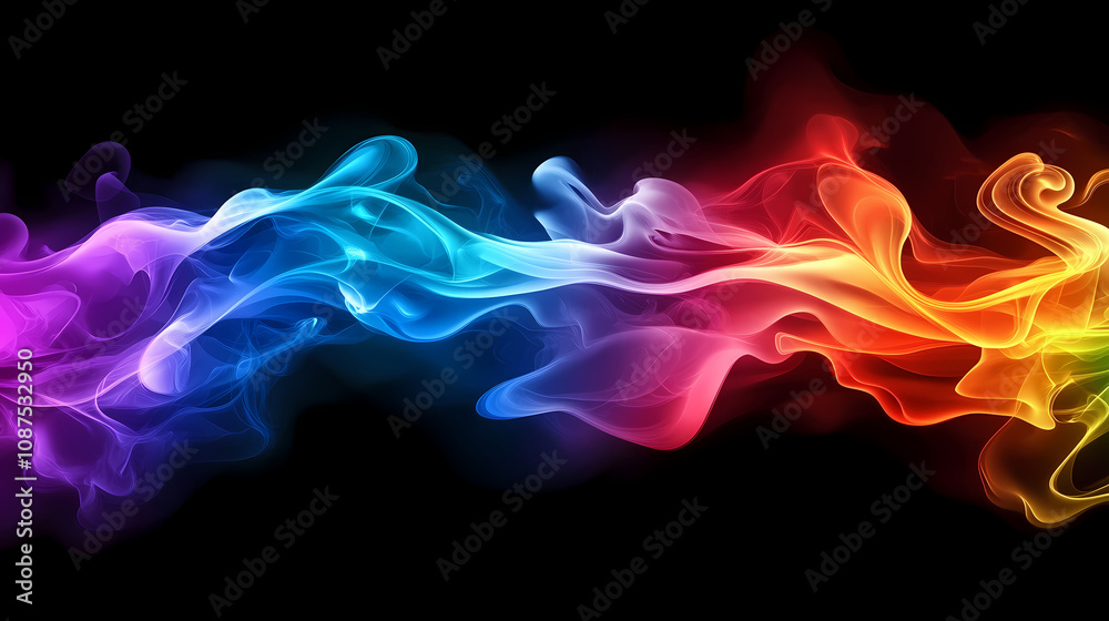 Fototapeta premium Rainbow and clouds color background. Rainbow Smoke Clouds. Illustration