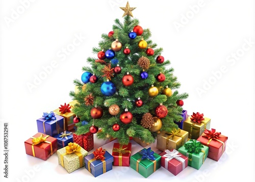 Christmas Tree Presents New Year High Depth of Field AI Photo
