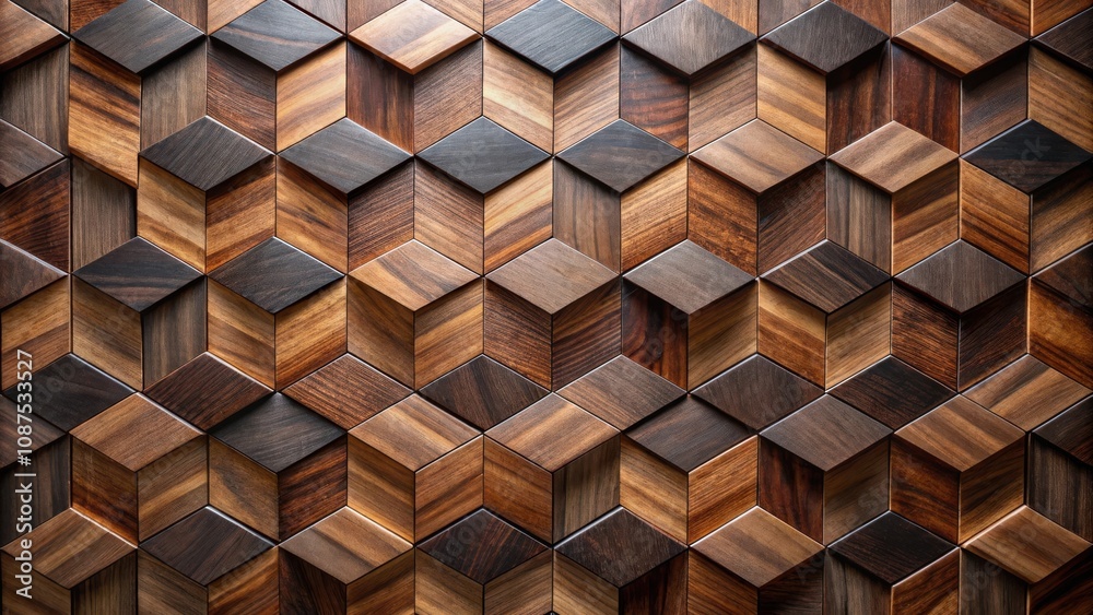Geometric Wood Pattern with a 3D Effect in Shades of Brown