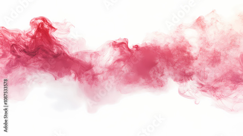 Colorful pink red rainbow smoke paint explosion, color fume powder splash, motion of liquid ink dye in water isolated on white background. Rainbow Smoke Clouds. Illustration