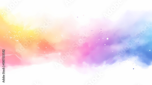 Bright rainbow paint color powder festival explosion burst isolated white background. Rainbow Smoke Clouds. Illustration