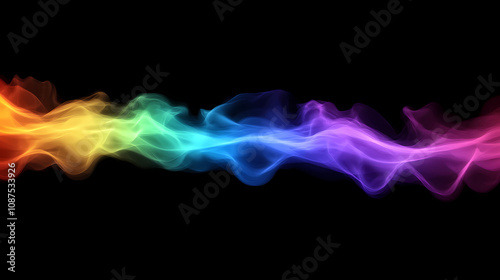Abstract rainbow powder explosion on black background, color powder, colorful explosion, powder splash, abstract background. Rainbow Smoke Clouds. Illustration