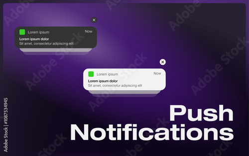 Push notifications icons. Message bubble icons. Flat style. Vector icons.
