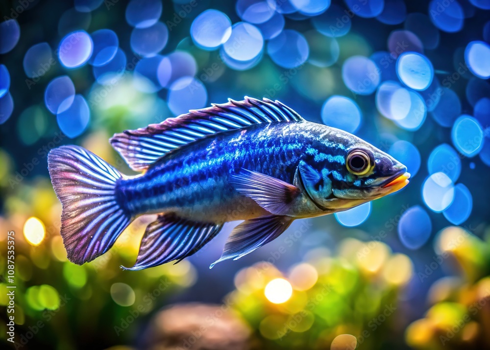 Fototapeta premium Cobalt Zebra Fish Underwater Long Exposure