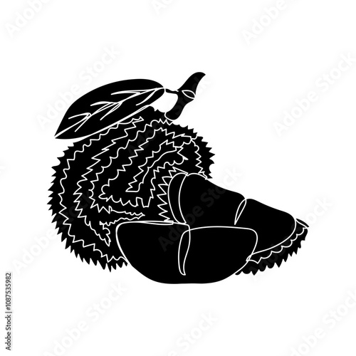 Hand-drawn durian silhouettes, durian doodles