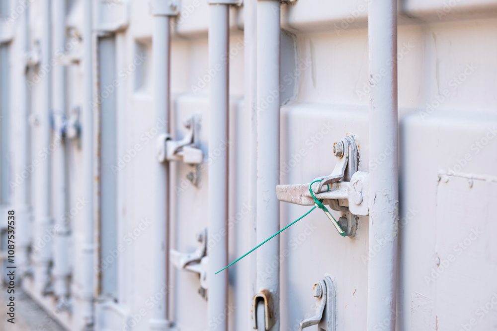 plastic seal on the latch of the container plastic seal on the latch of the container
