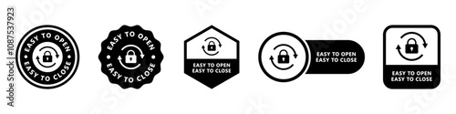 Easy to open, Easy to close. Vector signs for packaging.