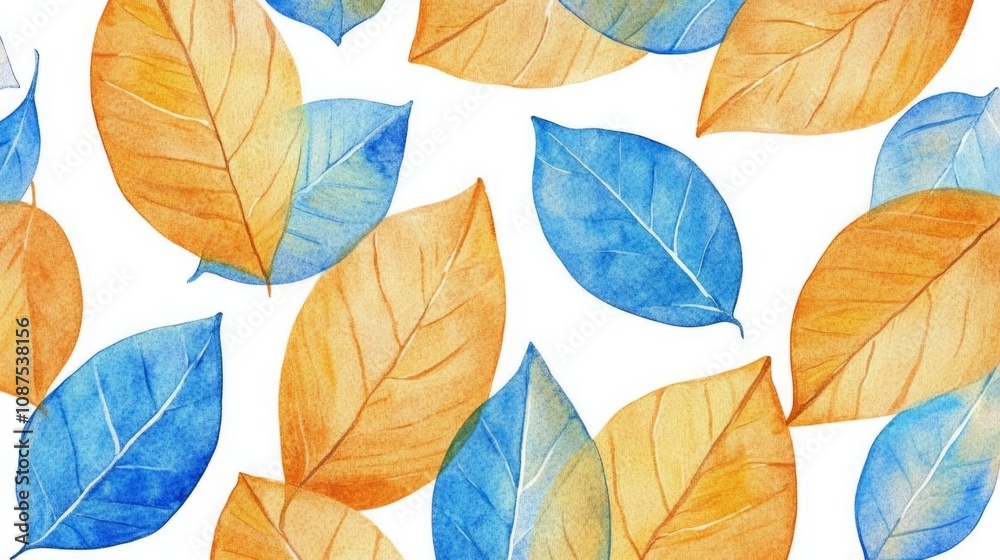 Obraz premium seamless pattern with watercolor tropical leaves cartoon drawing pattern