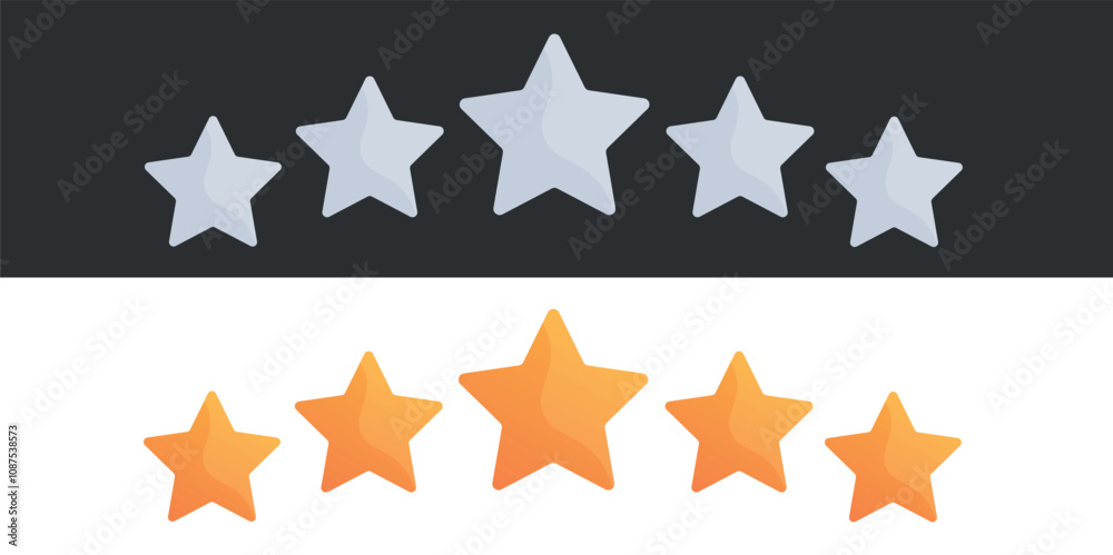 Star rating bar with grey and orange stars representing feedback Star rating bar with grey and orange stars representing feedback