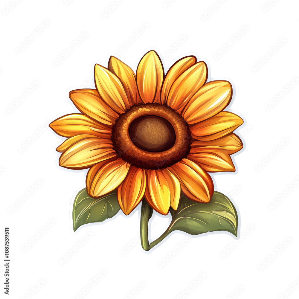 Fototapeta premium Vibrant Sunflower Illustration A Detailed Botanical Artwork