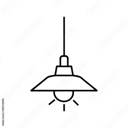 Simple Hanging Lamp Vector Illustration - Line Drawing, Cartoon, Clipart, and Line Art Design