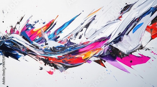 A fusion of liquid paint trails and angular geometric shapes, reflecting the dance between fluidity and rigid structure in art.