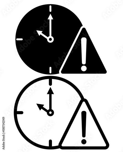 Glyph Expiry icon. Simple solid style for web and app. Alert, alarm, clock circular with exclamation mark concept. Vector illustration isolated on white background