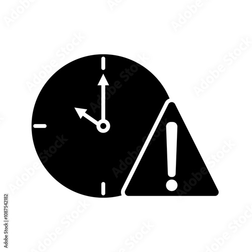 Glyph Expiry icon. Simple solid style for web and app. Alert, alarm, clock circular with exclamation mark concept. Vector illustration isolated on white background