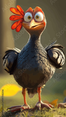Humorous Thanksgiving Cartoon Turkey Vector with Playful Expression for Holiday Graphics