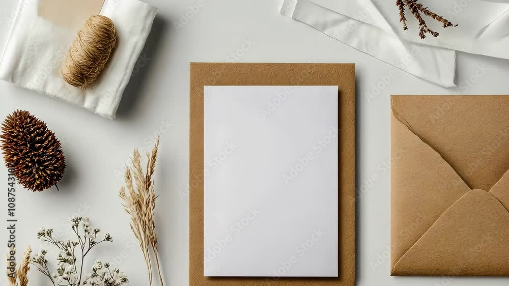 Stationery Flatlay Invitation Card Mockup Video