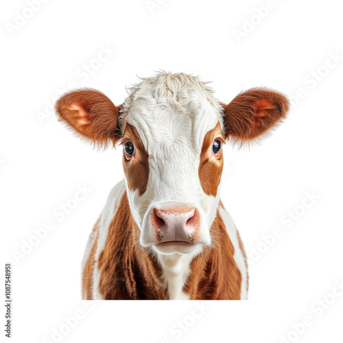 Adorable Young Calf Close-Up Portrait Against White Background