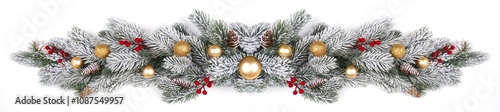christmas fir banner on white background