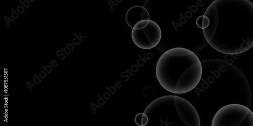 Colorful bubbles. Abstract, Colorful transparent gray, black and soap bubbles floating in the air. Modern abstract light gray bubble background with circles.Banner pattern with copy space illustration