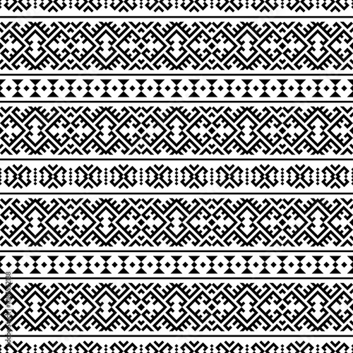 Aztec ethnic seamless pattern design in black and white color. Ethnic Illustration vector 03012020-08