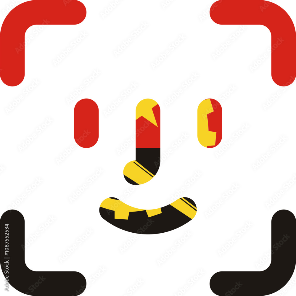 Angola flag on Face ID outline icon Angola flag on Face ID outline icon